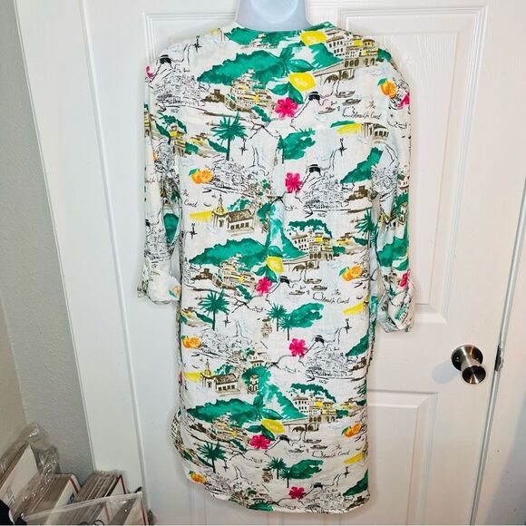 Cynthia Rowley Almafi Coast Linen Shirt Dress Roll Tab Pockets Mini M NWOT - Picture 10 of 13